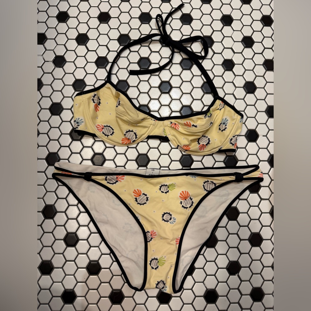 LHD x Eres Yellow Print Bikini w/Black trim